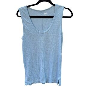 GAP Linen Blend Tank Top Women's XS Light Blue Coastal Minimalist Sleeveless